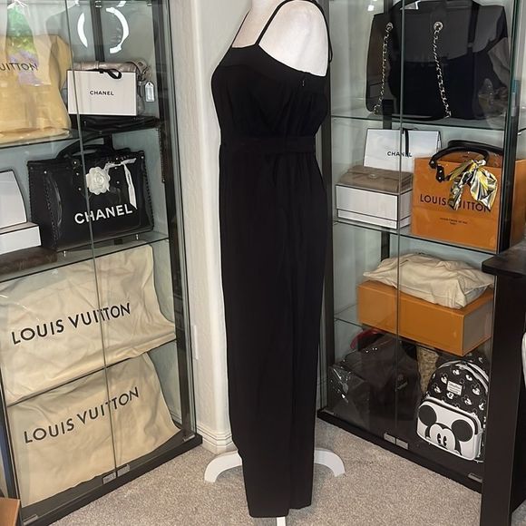 EXPRESS Empire Waist Drawstring Jumpsuit in Black - Picture 3 of 5